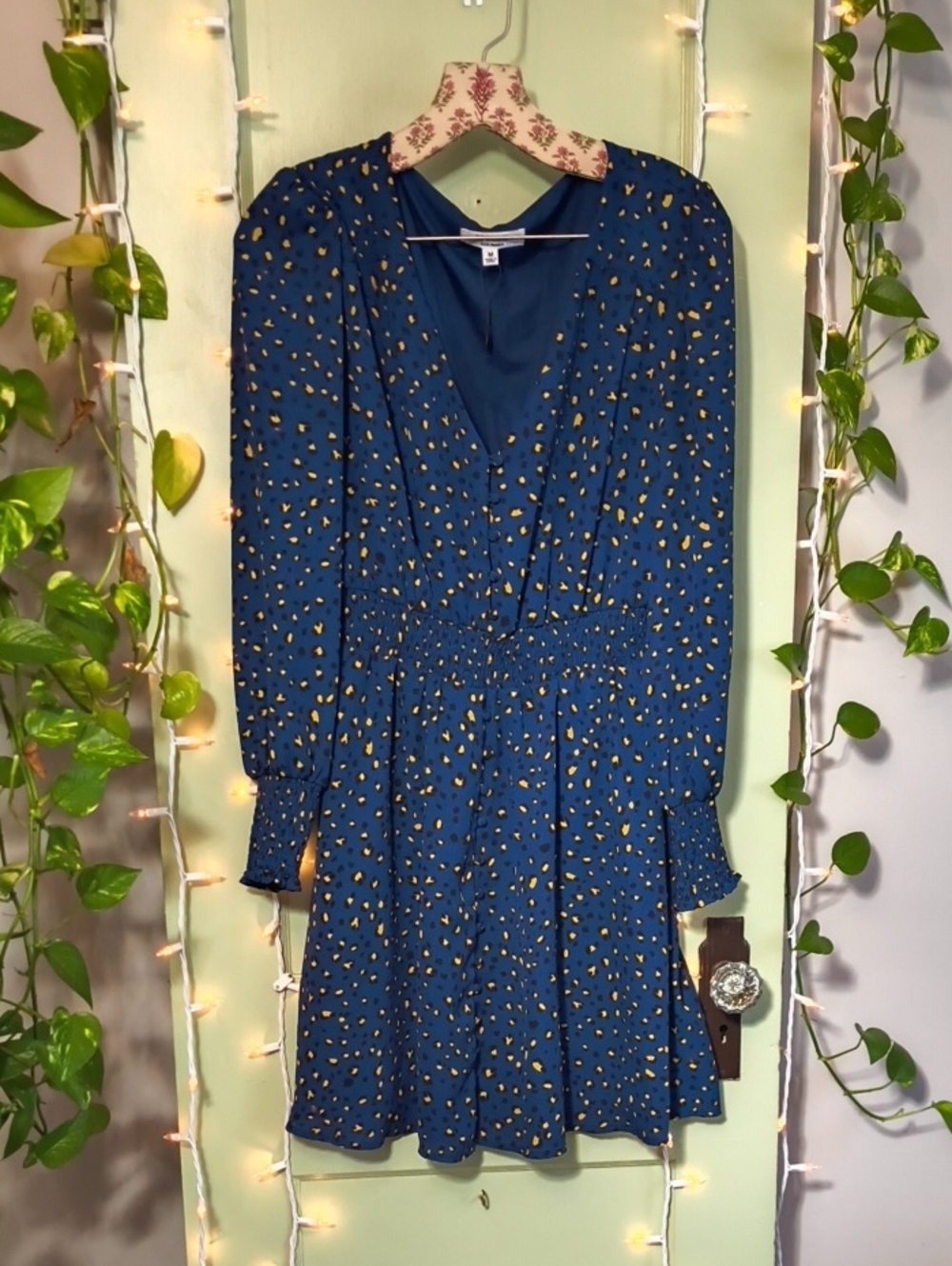 Women's B.B. Dakota Steve Madden Blue Yellow Black Cheetah Leopard Dress M